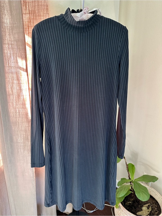 Brass Dresses & Skirts - BRASS     Long-Sleeve Mock Neck Ribbed Dress in Charcoal